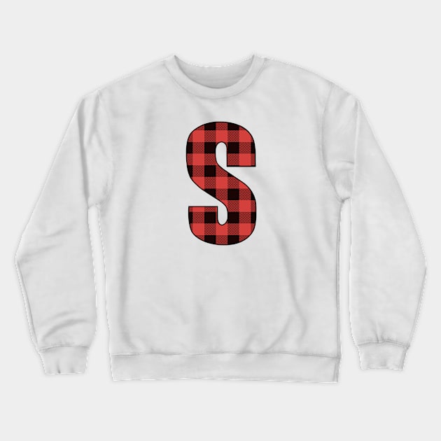 Letter S Monogram Red and Black Buffalo Plaid/Check Crewneck Sweatshirt by Gsallicat